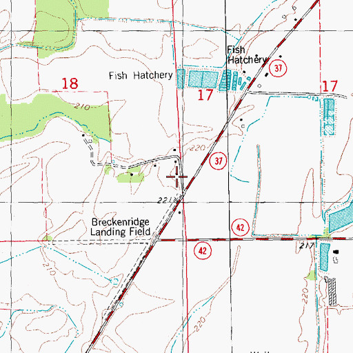 Topographic Map of Breckenridge Airport, AR