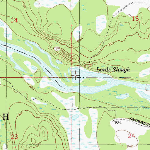 Topographic Map of Lords Slough, MN