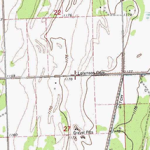 Topographic Map of Lorenson Cemetery, MN