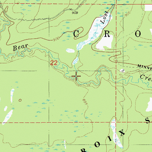 Topographic Map of Lost Creek, MN