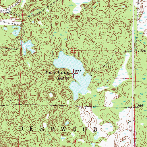 Topographic Map of Lost Long Lake, MN