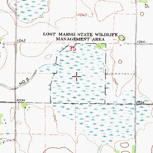 Topographic Map of Lost Marsh State Wildlife Management Area, MN