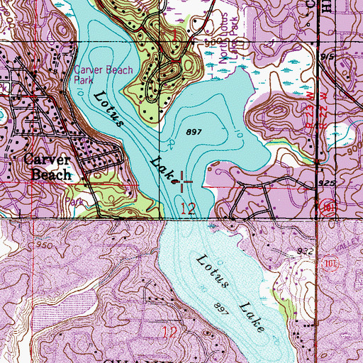 Topographic Map of Lotus Lake, MN