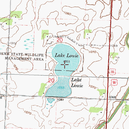 Topographic Map of Lake Louie, MN