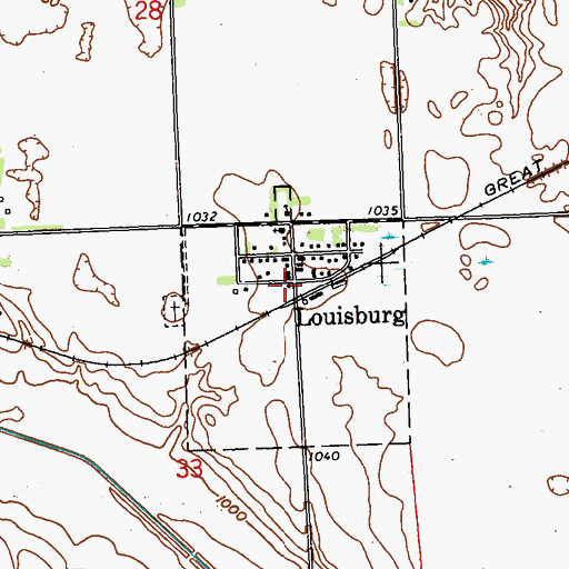 Topographic Map of Louisburg, MN