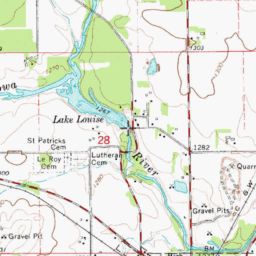 Topographic Map of Lake Louise, MN