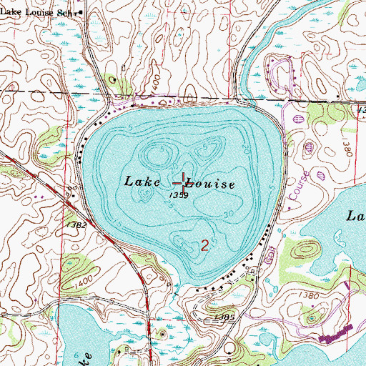 Topographic Map of Lake Louise, MN