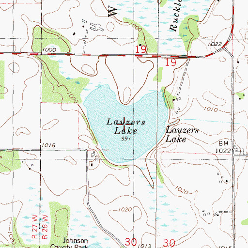Topographic Map of Lauzers Lake, MN
