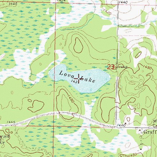 Topographic Map of Lova Lake, MN