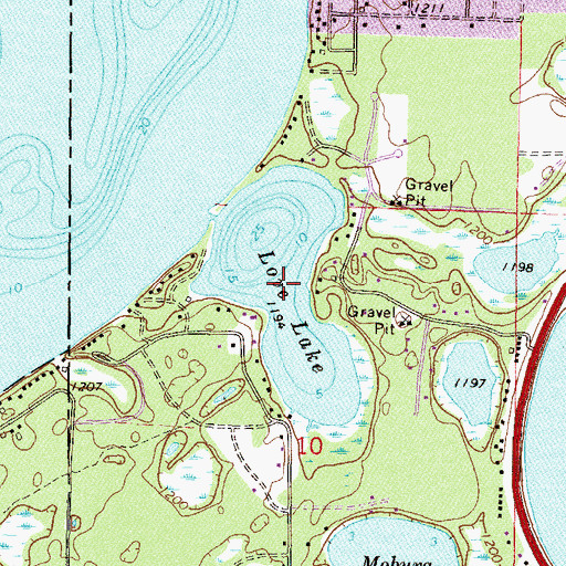 Topographic Map of Love Lake, MN