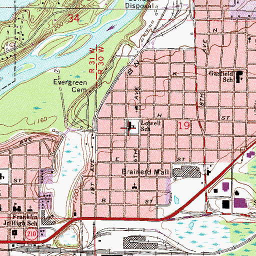 Topographic Map of Lowell Elementary School, MN
