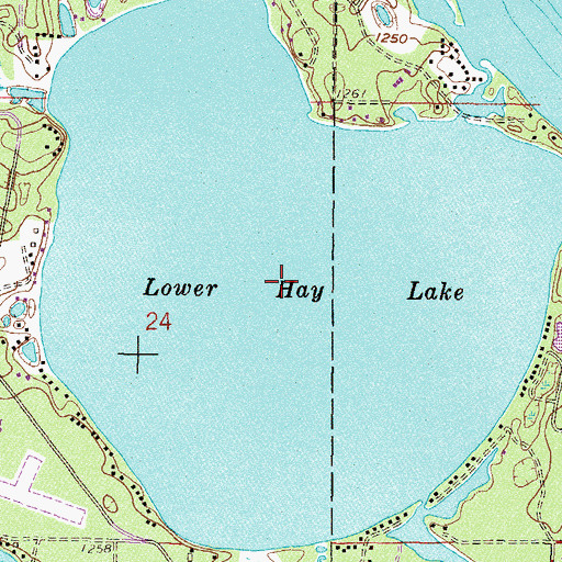 Topographic Map of Lower Hay Lake, MN