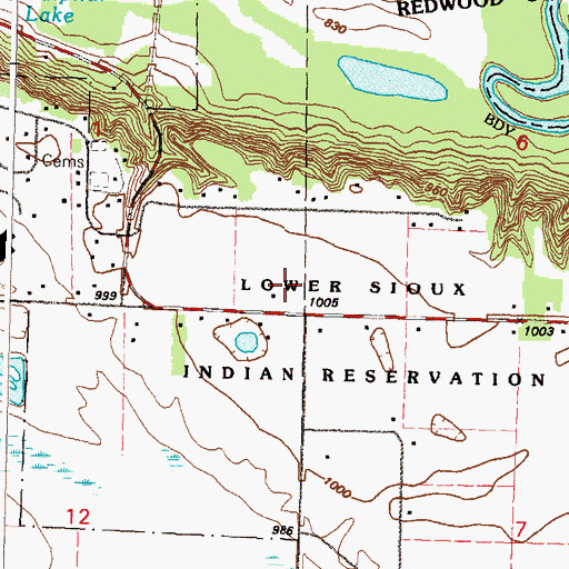 Topographic Map of Lower Sioux Indian Community, MN