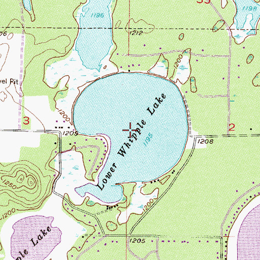 Topographic Map of Lower Whipple Lake, MN