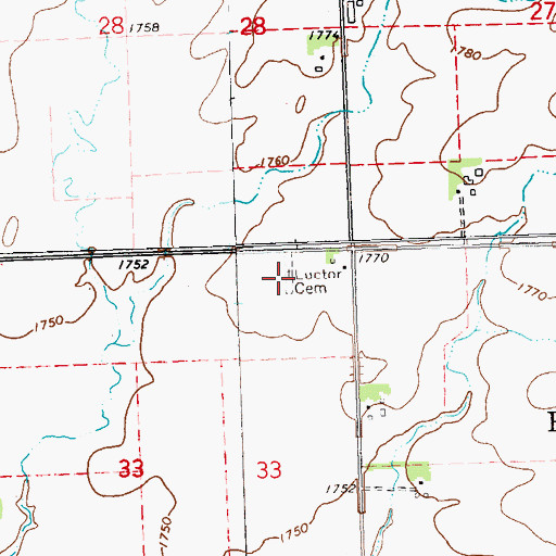 Topographic Map of Luctor Cemetery, MN