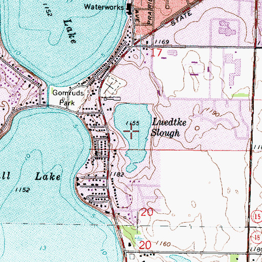 Topographic Map of Luedtke Slough, MN