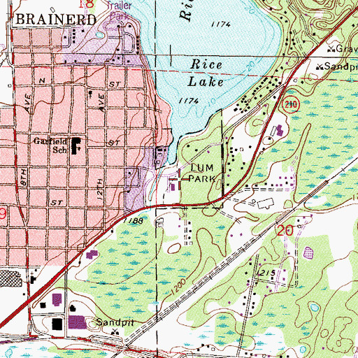 Topographic Map of Lum Park, MN