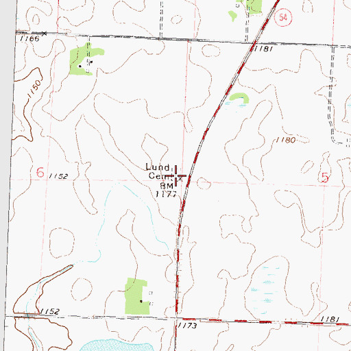 Topographic Map of Lund Cemetery, MN
