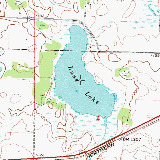 Topographic Map of Lund Lake, MN