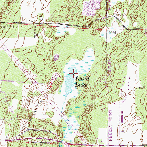Topographic Map of Lund Lake, MN