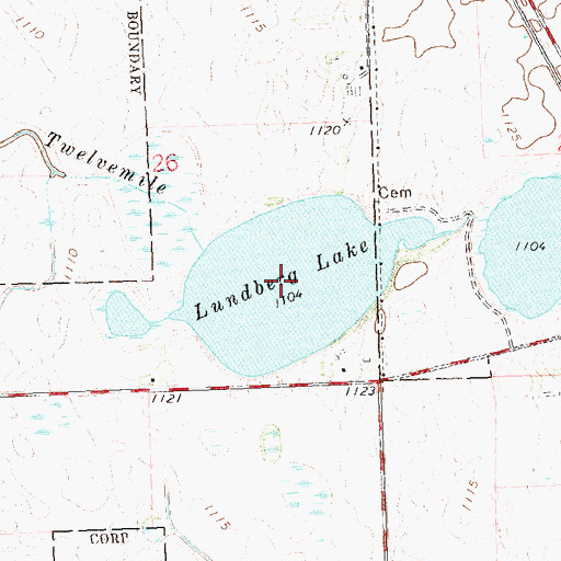 Topographic Map of Lundberg Lake, MN