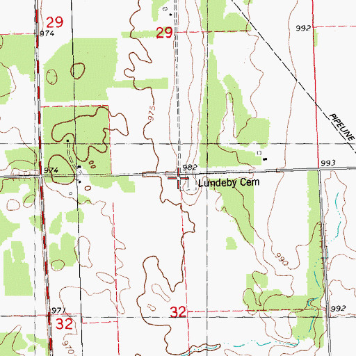 Topographic Map of Lundeby Cemetery, MN