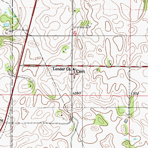 Topographic Map of Lunder Church, MN