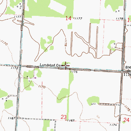 Topographic Map of Lundsted Cemetery, MN