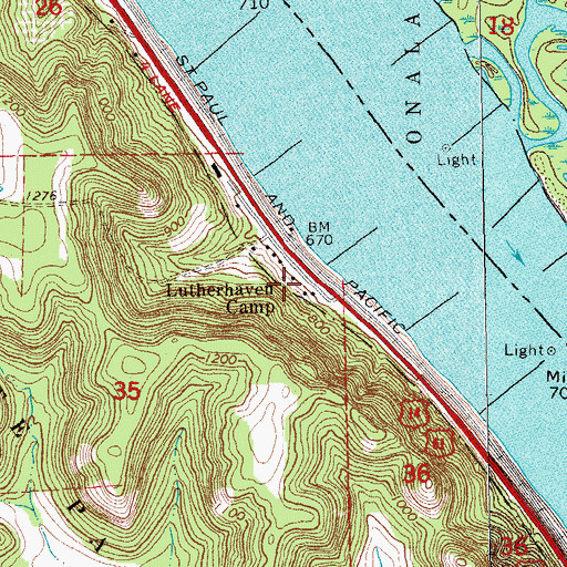 Topographic Map of Lutherhaven Camp, MN