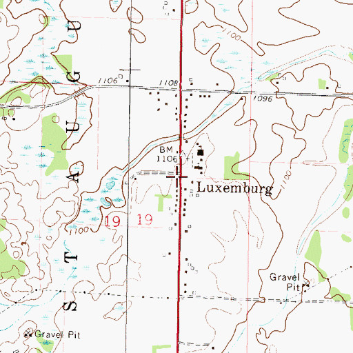 Topographic Map of Luxemburg, MN