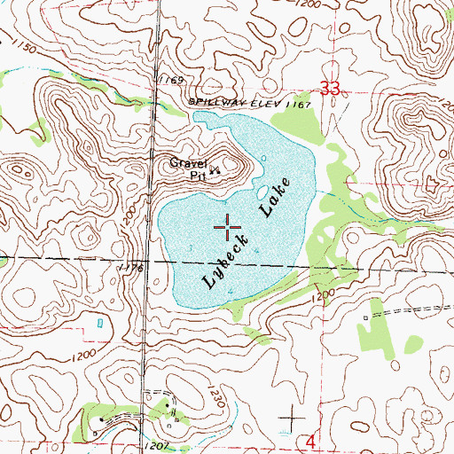 Topographic Map of Lybeck Lake, MN