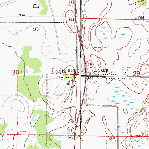 Topographic Map of Lydia, MN
