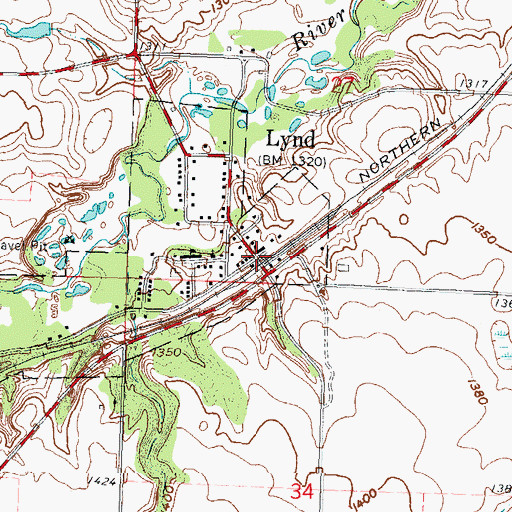 Topographic Map of Lynd, MN