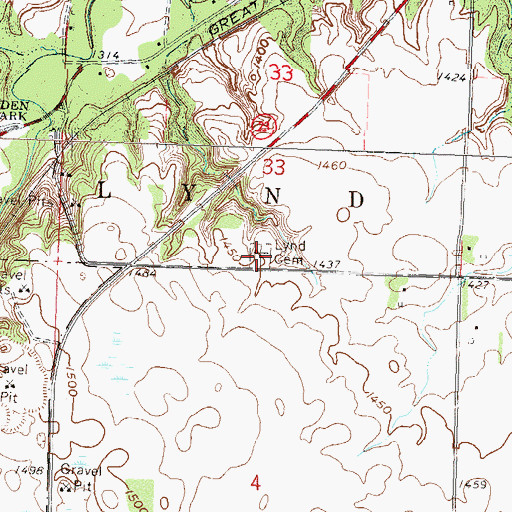 Topographic Map of Lynd Cemetery, MN