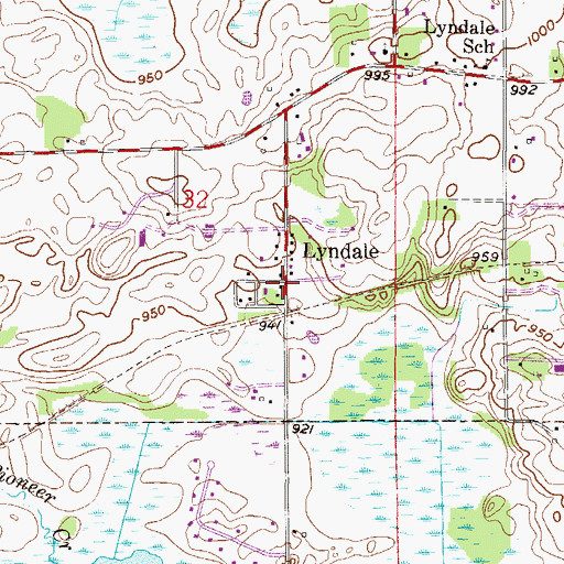 Topographic Map of Lyndale, MN