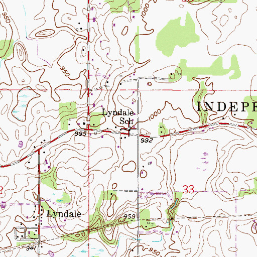 Topographic Map of Lyndale School, MN