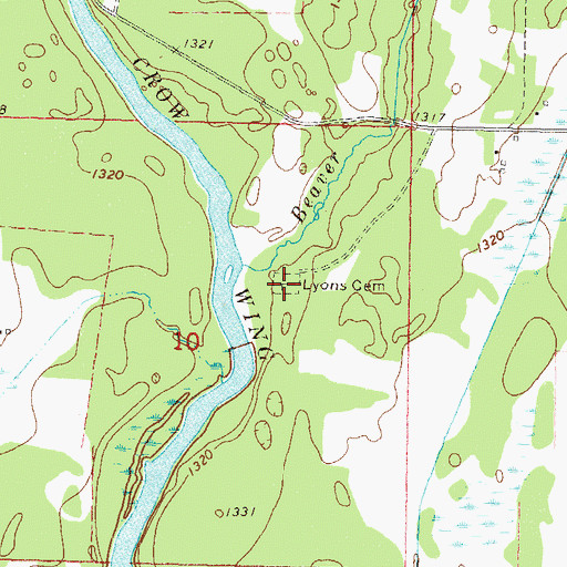 Topographic Map of Lyons Cemetery, MN