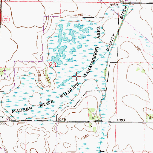 Topographic Map of Madsen State Wildlife Management Area, MN