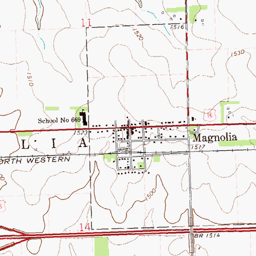Topographic Map of Magnolia, MN
