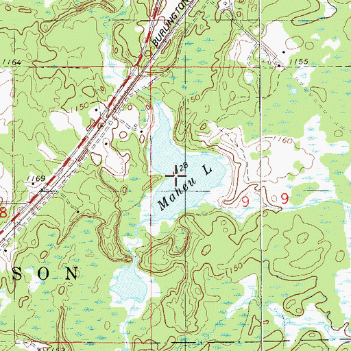 Topographic Map of Maheu Lake, MN