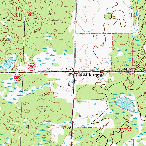 Topographic Map of Mahkonce, MN