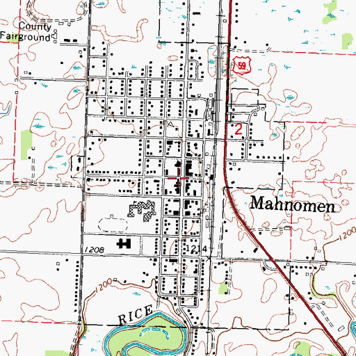 Topographic Map of Mahnomen, MN