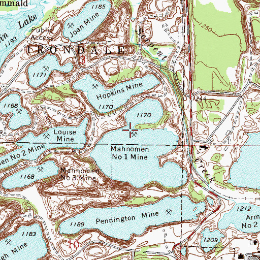Topographic Map of Mahnomen Number One Mine, MN