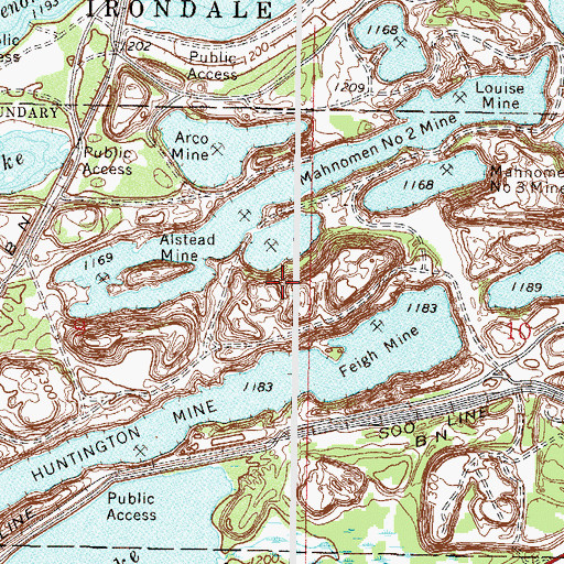 Topographic Map of Mahnomen Number Two Mine, MN