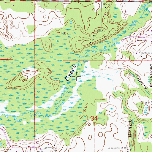 Topographic Map of Mahoney Brook, MN