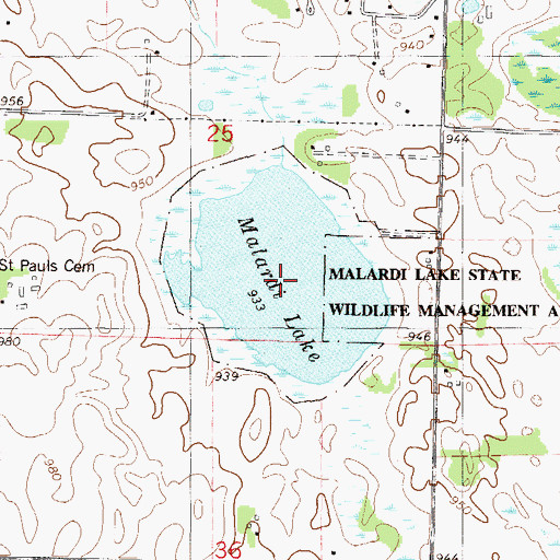 Topographic Map of Malardi Lake, MN