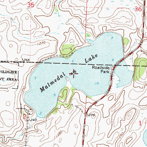 Topographic Map of Malmedal Lake, MN