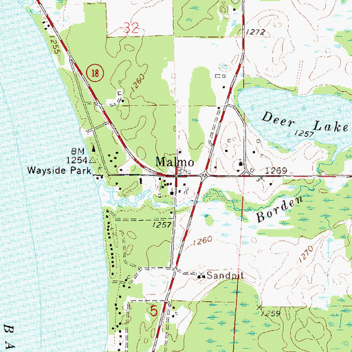 Topographic Map of Malmo, MN