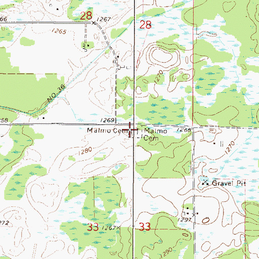 Topographic Map of Malmo Cemetery, MN