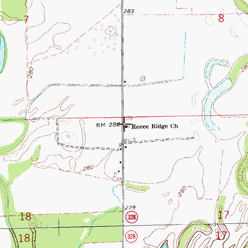 Topographic Map of Reese Ridge School (historical), AR